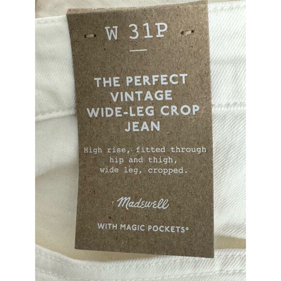 NWT Madewell The Petite Perfect Vintage Wide-Leg Crop Jean in Tile White Sz 31P - Picture 10 of 13